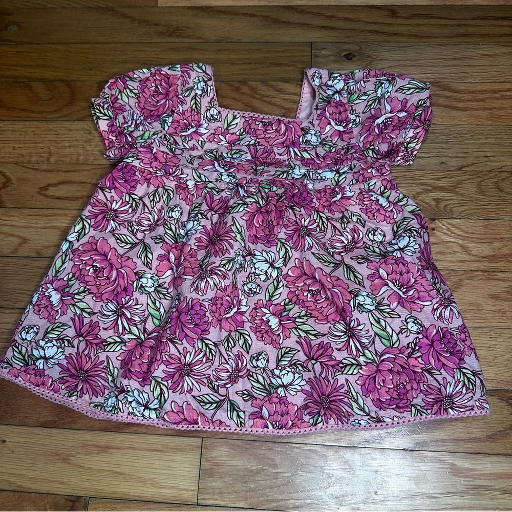 Tommy Bahamas Toddler Girl Floral Lined Pink Short Sleeve Swing Top 4T